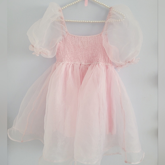 Francescas Light Pink Puff Sleeve Babydoll Dress - Picture 3 of 5